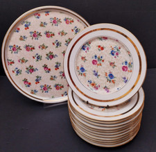 12 ASSIETTES PLATES et PLAT à TARTE, GATEAUX, SERVICE à DESSERT, Décor floral