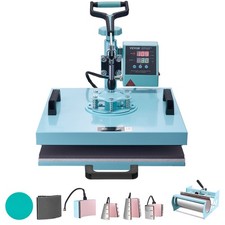 VEVOR Presse à Chaud pour T-shirt 38x38 cm 8-en-1 avec Presse à Tasse 89 cL Vert