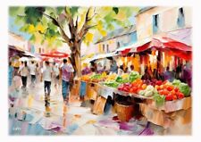 Tableau - création originale - paysage de Provence marché Aix en Provence