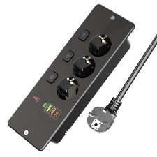 Multiprise de table avec 3 Prises 3 Interrupteur Individuel