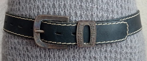 Ceinturon vintage cuir noir - ceinturon, en