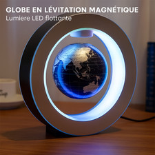 Globe Lévitation Magnétique LED 2 en 1 – Carte du Monde Flottante Anti-Gravity