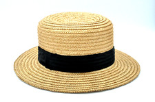 Ancien chapeau de paille homme dit canotier collection costume habit mode coiffe