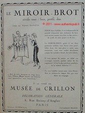 PUBLICITE MIROIR BROT COUTURIERE MAURICE NEUMONT MUSEE DE CRILLON DE 1921 AD