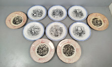 Lot 10 Assiettes PARLANTES 6 H.B Terre de Fer + 4 F PEXONNE Bleu Rouge C25