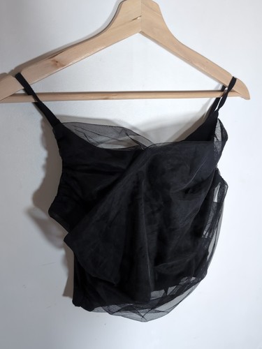 Crop top noir tulle m - top,