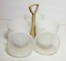 Tupperware Condiment Dip Server Trio Set  Almond Harvest Gold 757 