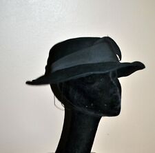Chapeau rond vintage en feutre noir - melon rétro T.50