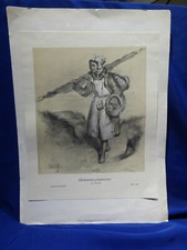 PECHEUSE DE GRENADES OU CREVETTES. REPRODUCTION LITHO ANCIENNE. REF 6394