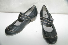 ART jolis escarpins sandales à scratch en cuir noir pointure 38 ÉTAT NEUF