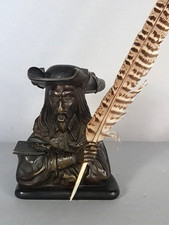 Rare ancien encrier, porte-plume & sceau bronze 19e siècle C671