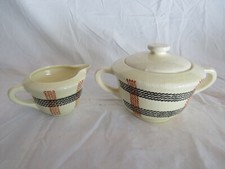 SUCRIER + POT A LAIT CREMIER FAIENCE DE SALIN MODELE CORDAGE BEL ETAT TRES FRAIS