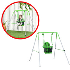Balançoire Portique Bébé Vert 6-36 Mois - Charge 25Kg - Intérieur/Extérieur