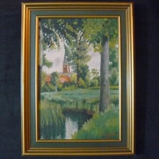 A.Lallement paysage à l'huile