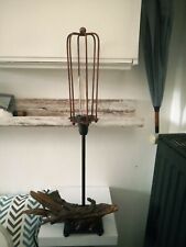 Lampe bois flotté en cage