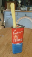 Ancienne boite publicitaire RELLINE, lustreuse automobile déco de garage vintage