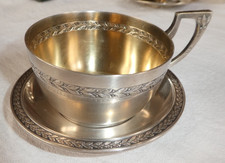 Jolie tasse à café en métal argenté poinçonné Déjeuner Café Thé Collection