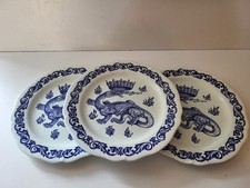 Lot De 3 Assiettes FAÏENCE GIEN DÉCOR FRANÇOIS 1ER SALAMANDRE Diamètre 22 Cm
