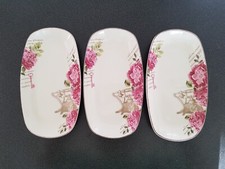 Lot coupelles porcelaine vintage, crème à motif fleur rose, téléphone, clé x3