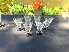 6 Anciens Verres à Vin Apéritif en Cristal de Bohême époque Art Déco