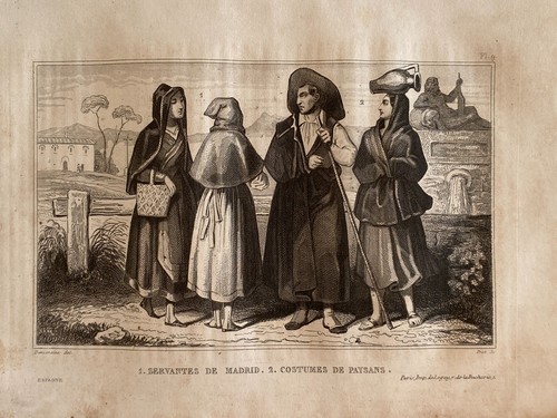 Gravure espagne servantes - ",