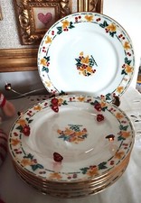 6 assiettes porcelaine de Limoges, Betoule & Legrand, modèle houx,1911-1924