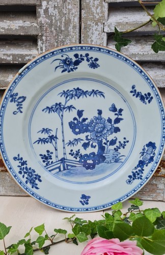 Ancienne assiette bleue - ancienne, decor