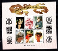 Barbuda 1998 Mi. 2090-95 Mini Feuille 100% Neuf ** Princesse Diana