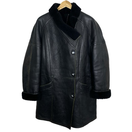Manteau cuir fourré vintage - manteau,