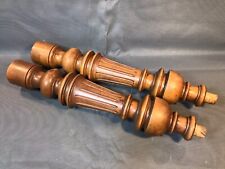 Lot 2 anciennes colonnes bois tourné balustre noyer sculpté meuble ancien
