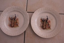 2 assiettes faisans et flore 625 g diametre 21 cm porcelaine labrut freres
