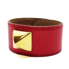 Bracelet authentique HERMES Medor lézard rouge longueur 20 cm diamètre 5,5 cm