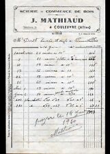 COULEUVRE (03 Allier) SCIERIE / Commerce de BOIS "J. MATHIAUD" Facture en 1940