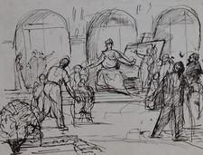 Pierre Henri Vaillant (1878-1939) (88) - encre - personnages