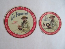 Lot de 2 étiquettes   de fromage camembert Le Punerot