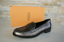 Tods Mort ´S Taille 35,5 Slipper Chaussures Basses Loafers Argent Neuf Ancien