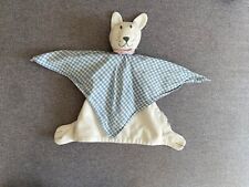Doudou Plat LAPIN Blanc Tissu Bleu Carreaux IKEA
