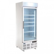 Vitrine négative ventilée 412 Litres, 1 porte vitrée, avec bandeau lumineux, bla