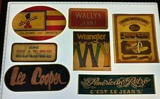 Lot 7 Stickers Autocollant Vintage 80s  Différentes Marques De Jeans Wrangler.. 