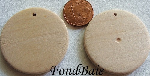 Pendentifs rond 34mm - 6, bois