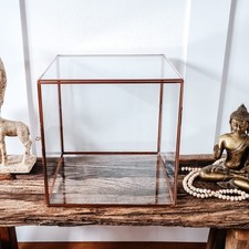 Vitrine En Verre Et Cuivre Avec Porte 28x28x28Cm