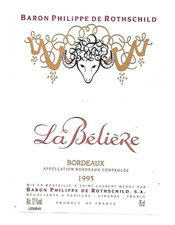 Etiquette de vin - Baron Philippe De Rothschild - La Bélière - 1995