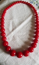 Collier  Perles En Résine Plastique Rouge Foncé Sur Fil Élastique 