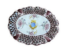 PLat faïence Europe du Nord ajourée XIX sur talon à cartouche couronné