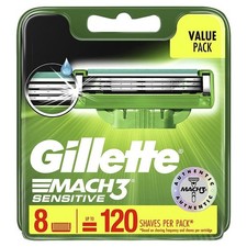 Pack XL 8 Lames GILLETTE MACH3 SENSITIVE Lot Recharges de Rasoir Mach 3 ORIGINAL