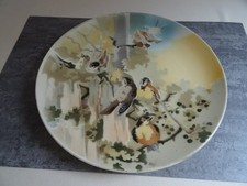 Assiette décorative Choisy le Roi, terre de fer, diamètre 29cm, oiseaux