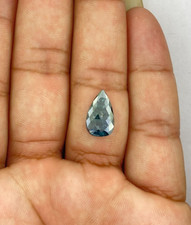 2.39 CT 14MM Bleu Couleur Poire Forme Checker Coupe Ample Naturel Diamant Pour