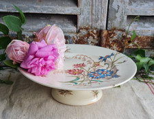 ANCIEN COMPOTIER SUR PIED TERRE DE FER LUNEVILLE BLEUET de couleurs