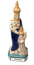 Statuette Sainte Anne Faïence de Quimper HB polychrome 
