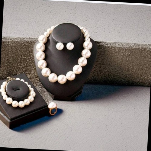 Parure bijoux perles blanc